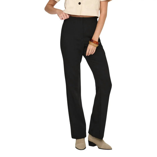 Only Women Black Stretch Straight Leg Trousers Elegant Summer Fashion by Only