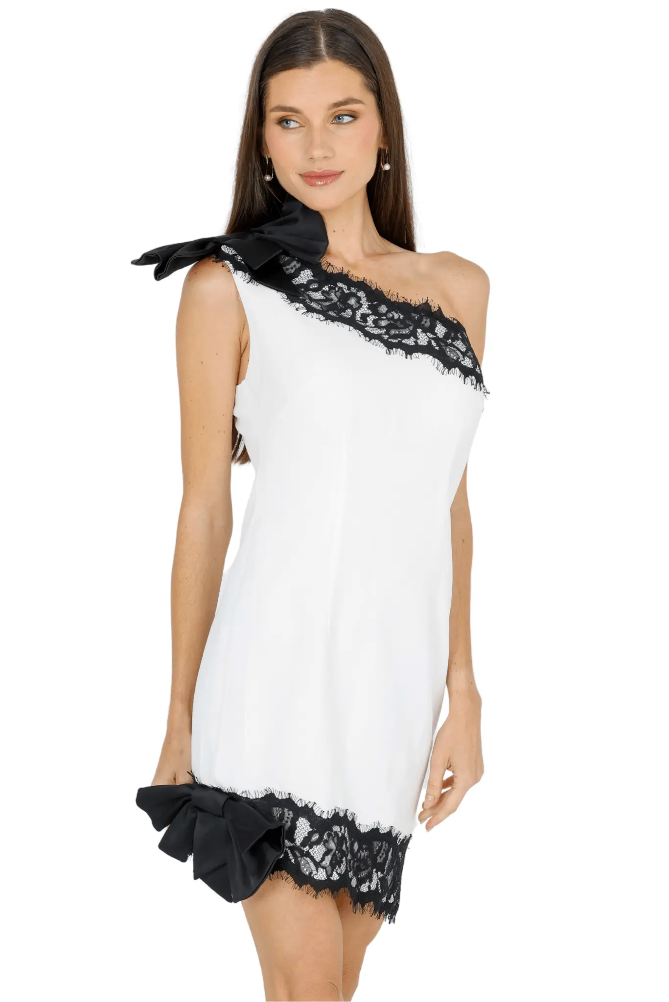 Zeena One Shoulder Lace Mini Dress by Akalia
